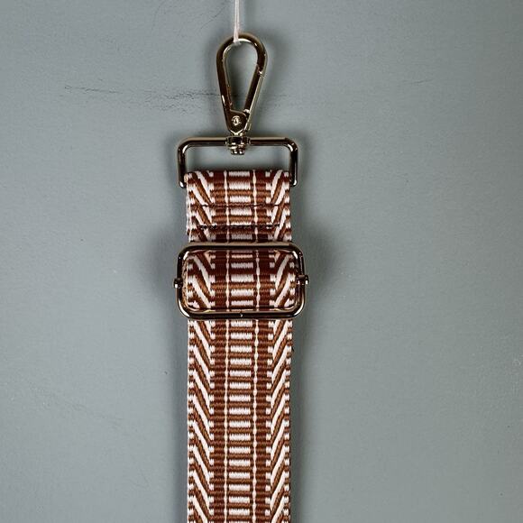 NWT Adjustable Boho Bag Strap Brown & White with Gold Hardware - Picture 3 of 6